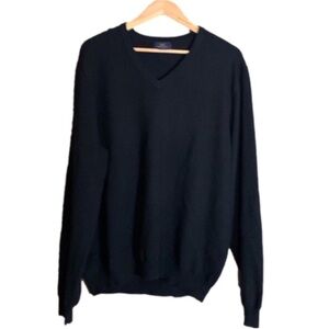 Brooks Brothers 346 black v-neck Merino wool blend sweater Size XL